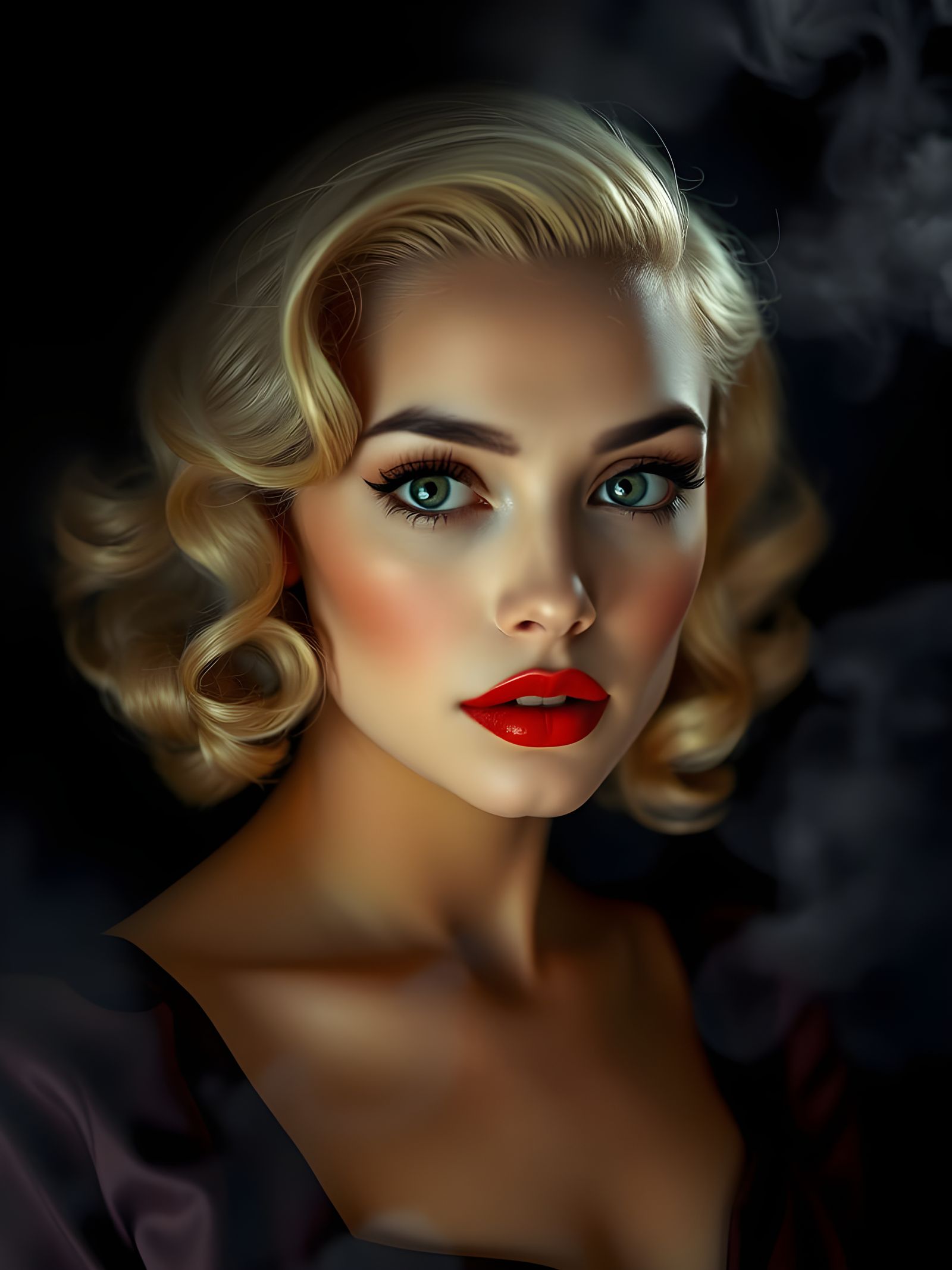 Ethereal Hollywood Starlet in Noir Atmosphere