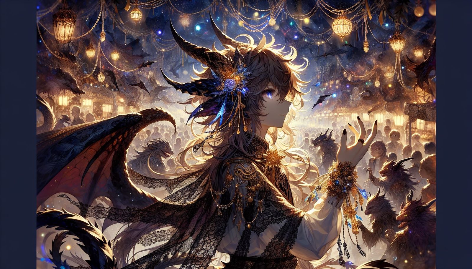 Anime Dragon-Human Female Weaving Magic Circle