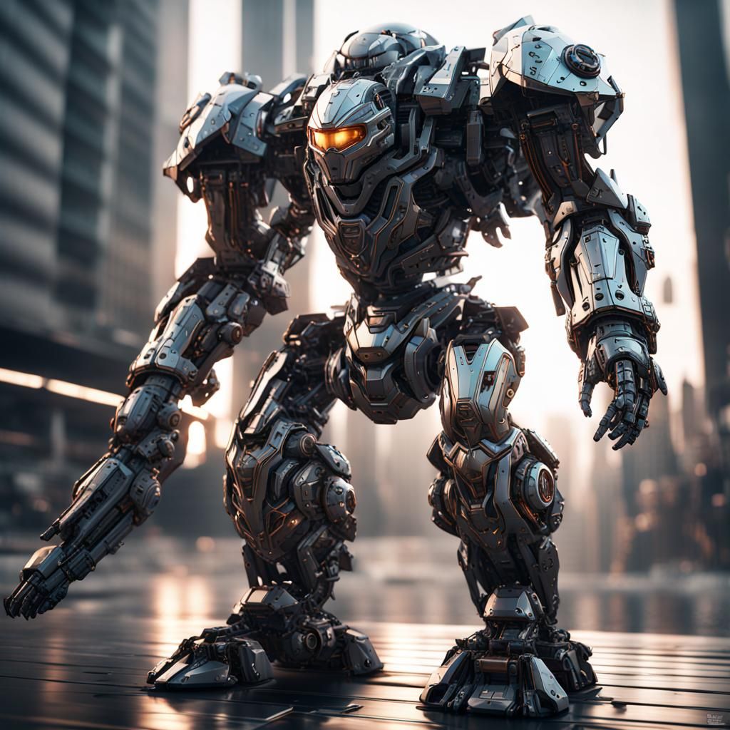 Futuristic Sci-Fi Knight in Polished Metal