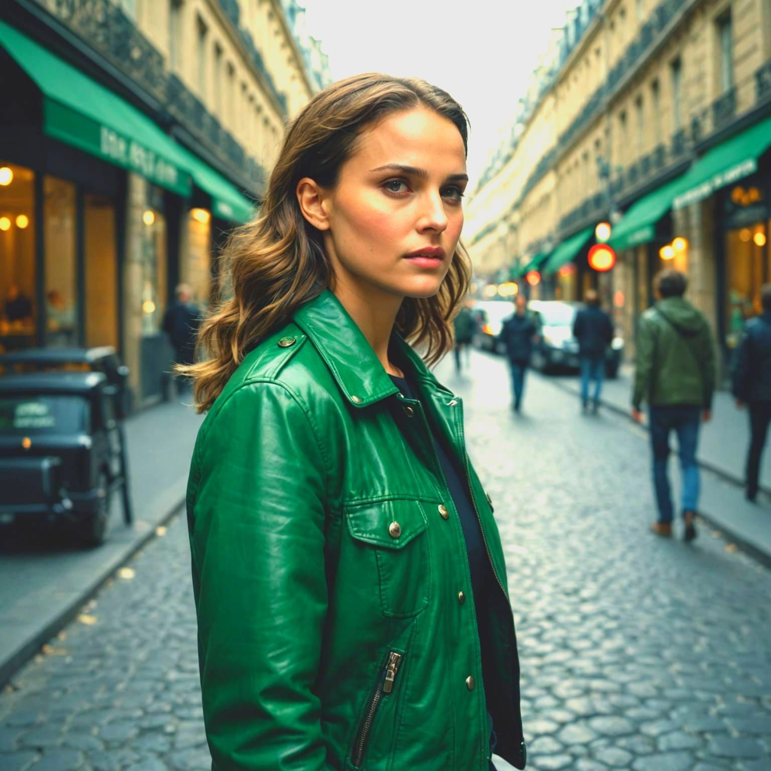 Cinematic Film Still of Woman in Paris