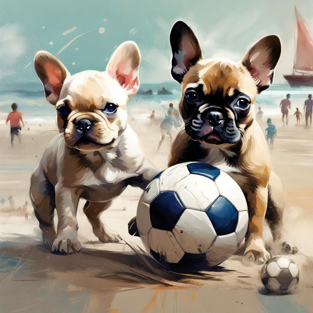 Frenchies playing Soccer