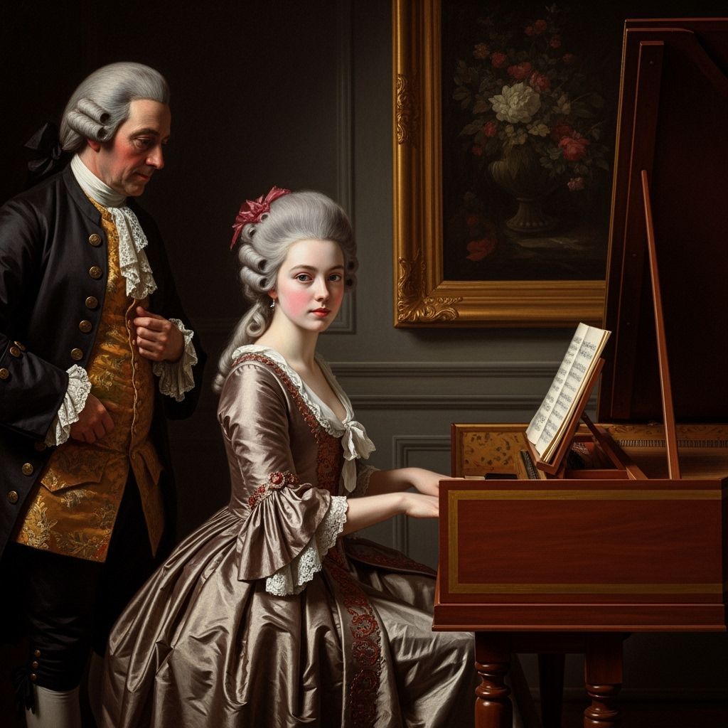 18th Century Woman at Harpsichord with Suitor