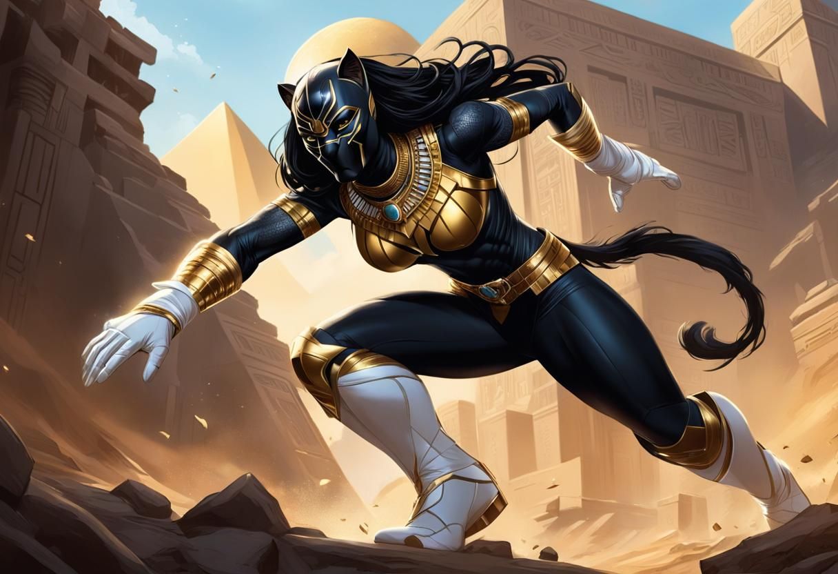 Black Panther Anthro Superhero in Comic Art Style