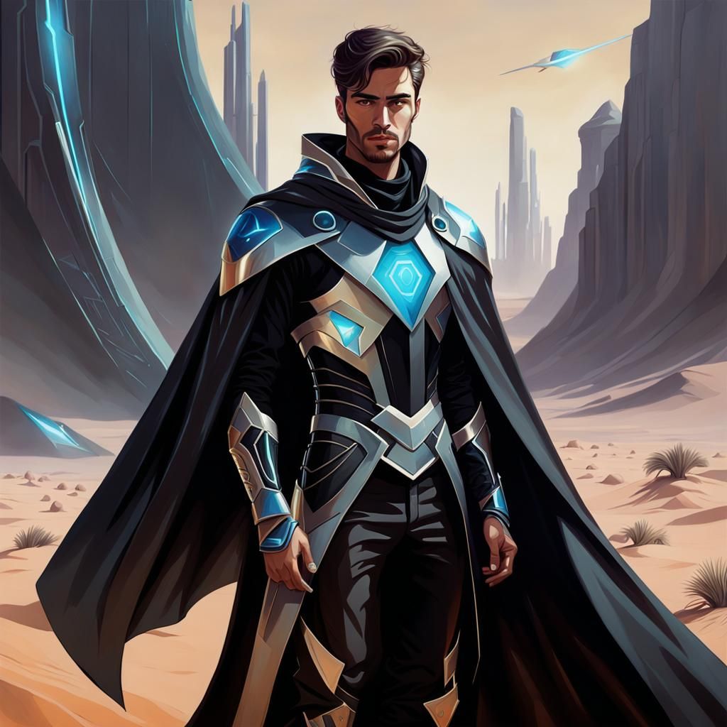 Futuristic Desert Prince Portrait in Oil Painting Style
