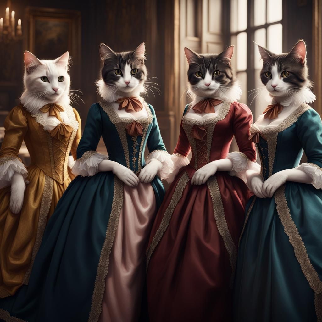 Aristocratic Cats: 18th Century Ladies in Matte Painting