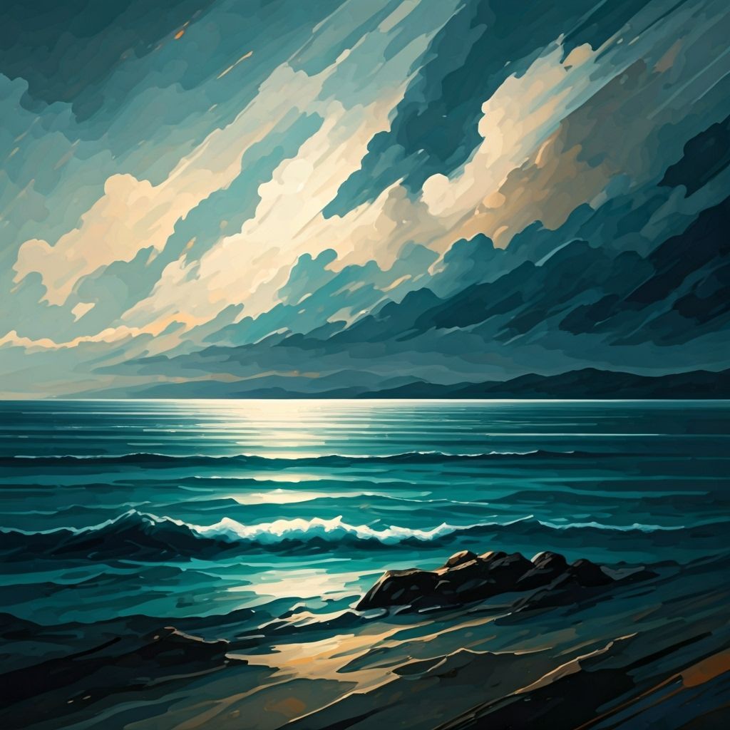 Turbulent Seascape with Vivid Colors as Abstract Art