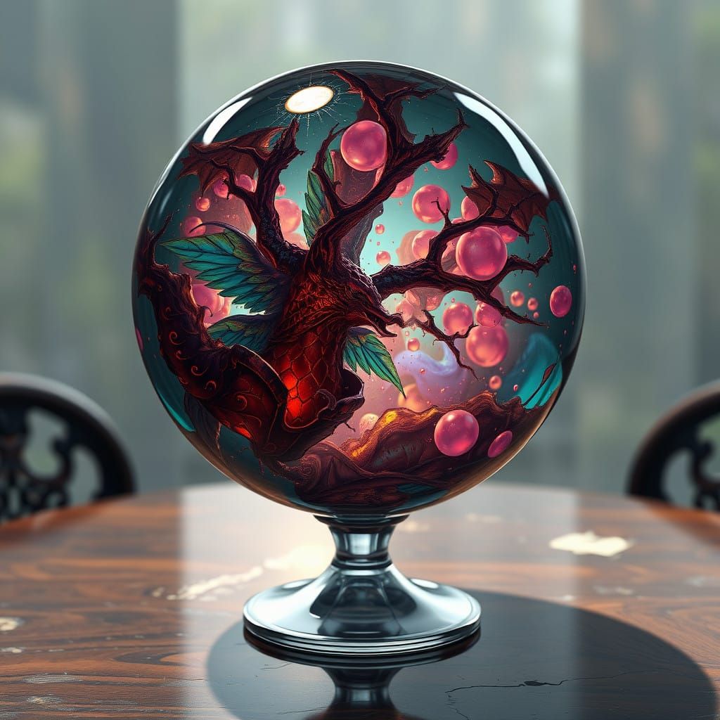 Fantastical Glass Boulle on Table in Deep Colors