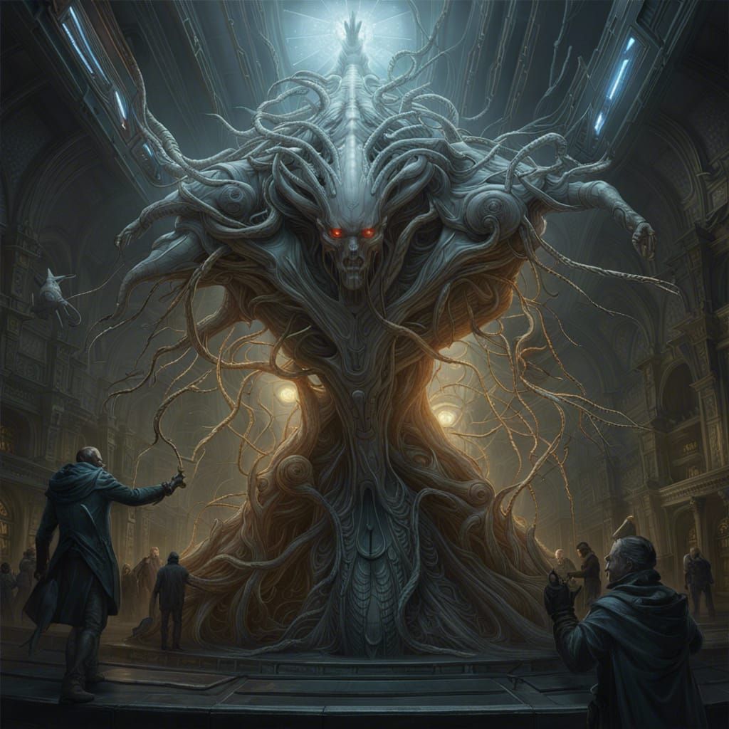 Intricate Cyberpunk Horror Concept Art