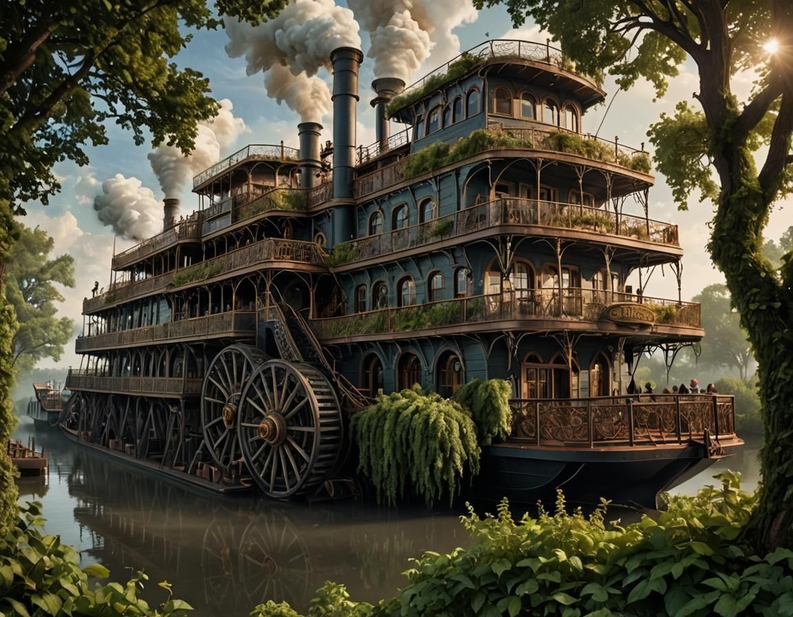 Steampunk Vehicle with Billowing Steam Stacks