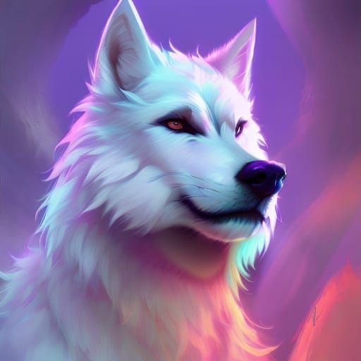 Vibrant White Wolf Art