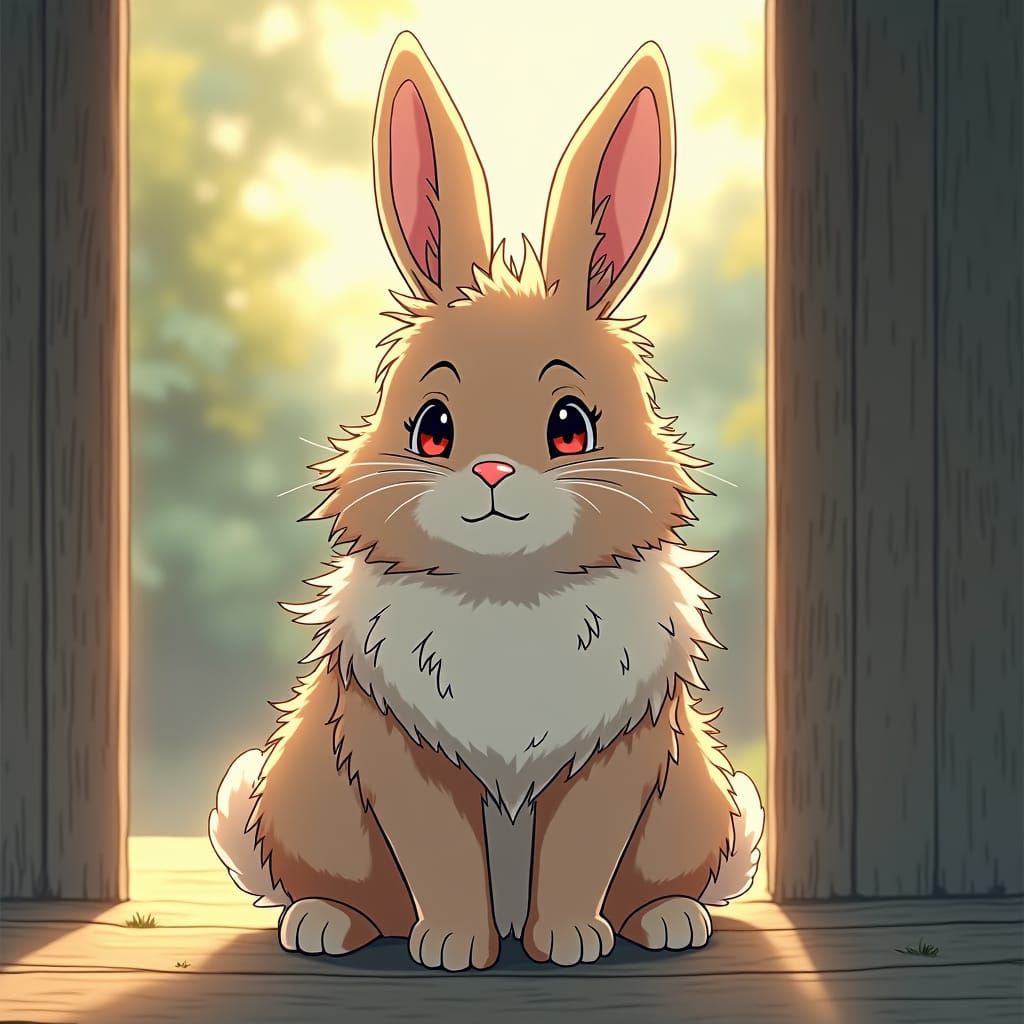 Fluffy Bunny Rabbit in Vibrant Anime Style
