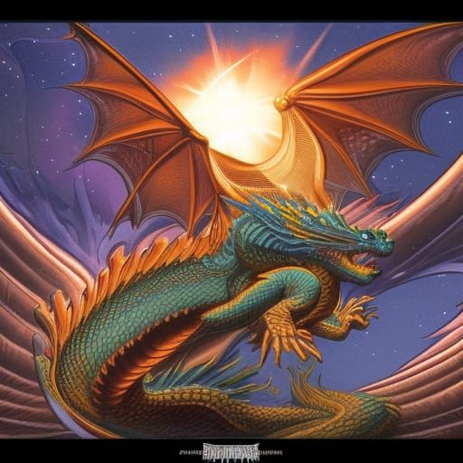 Celestial Dragon in Comic Book Art Style