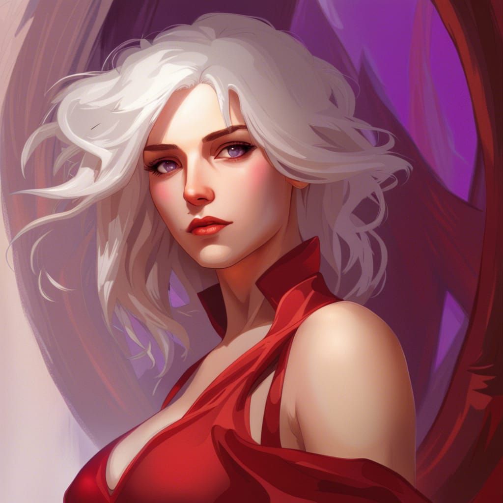 Arrogant Princess with White Hair as Digital Art