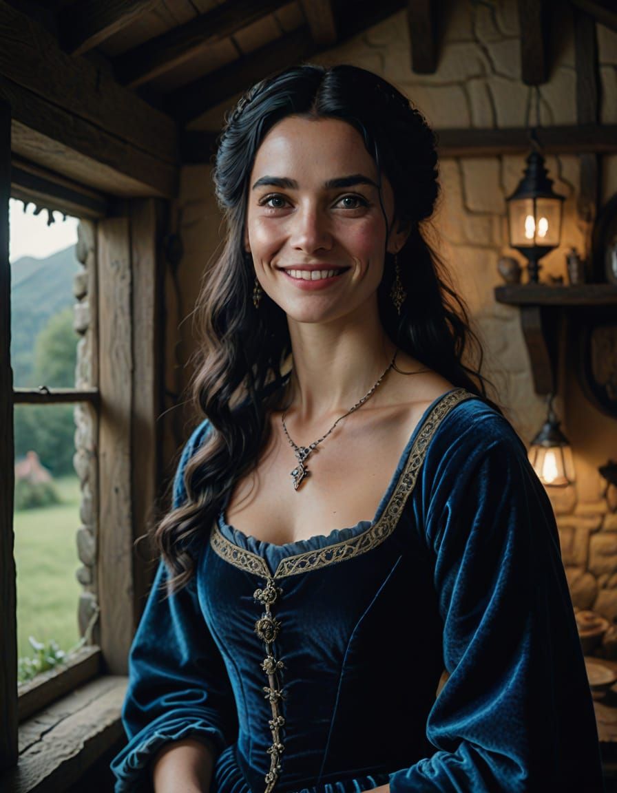 Medieval Lady in Cinematic Velvet Splendor