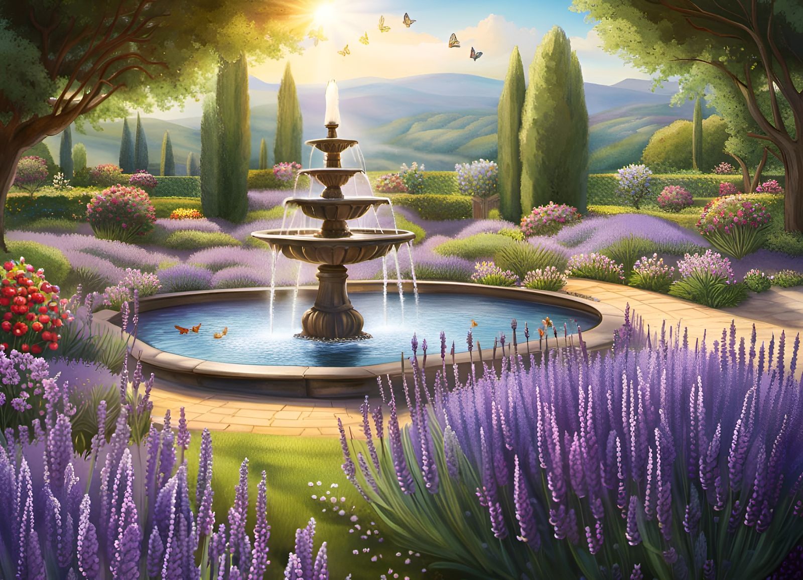 Lavender Garden Fountain