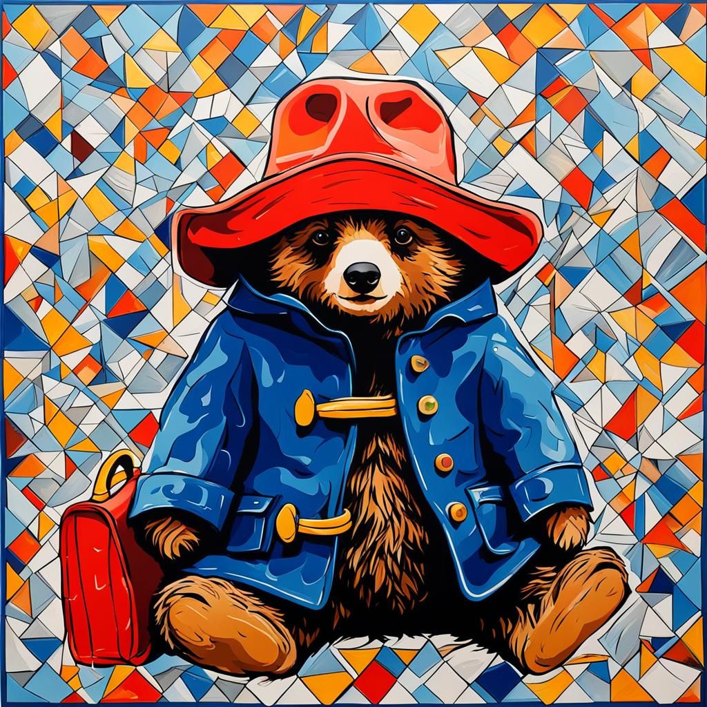 Paddington Bear in Abstract Art Style