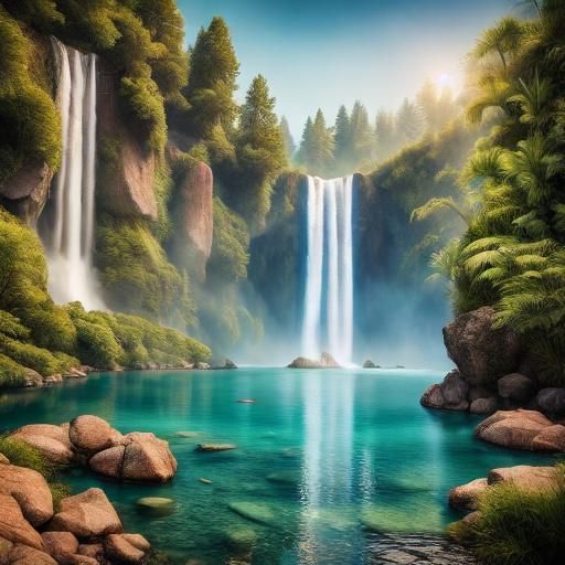 Majestic Autumn Sunset, Digital Watercolor Illustration