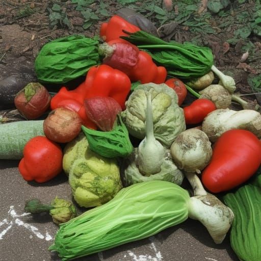 Rotting Vegetables Pile Illustration