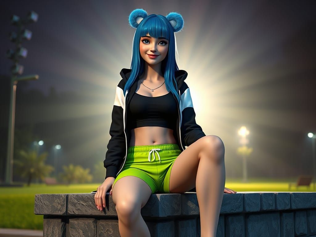 European Woman with Blue Hair in 3D Digital Art
