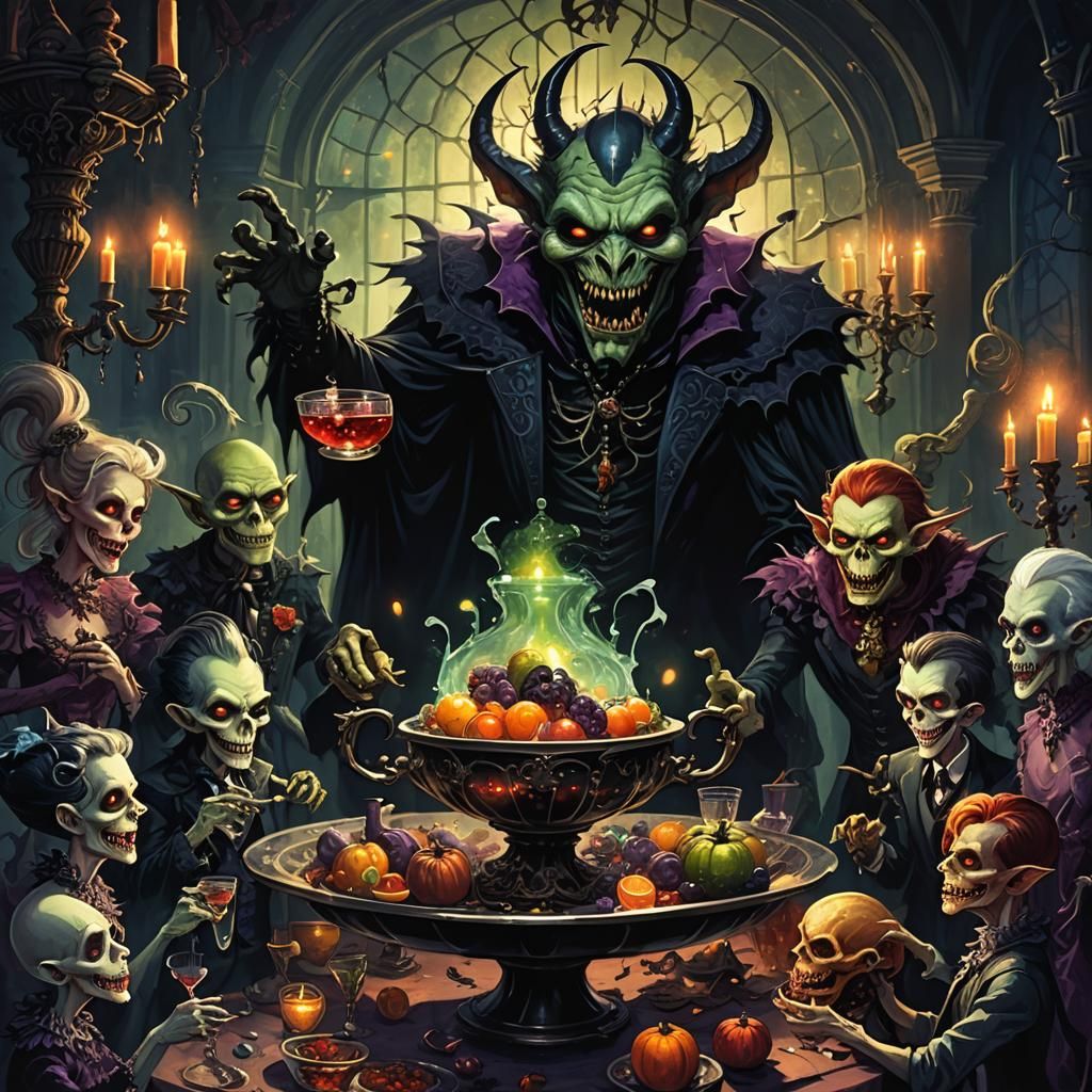Ghouls and Goblins Gathering in Gothic Fantasy Style