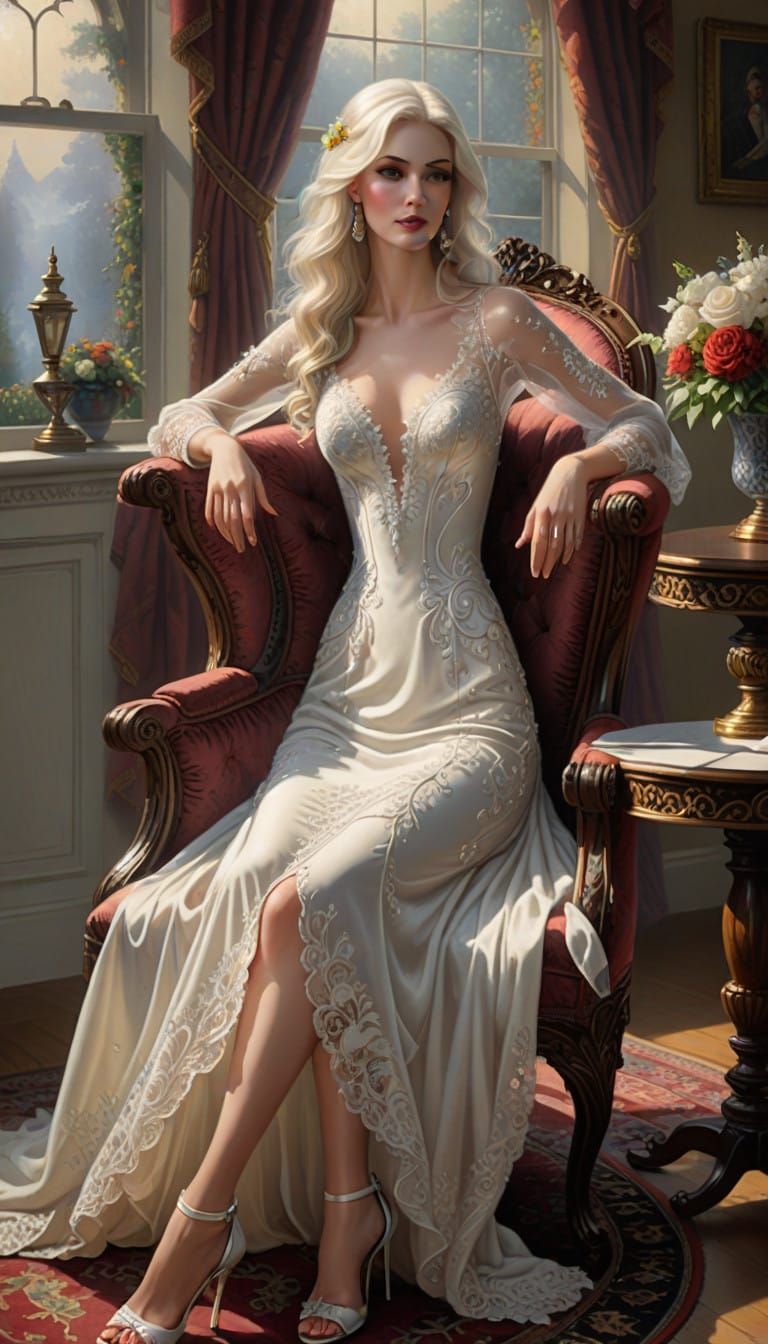 Tall, Stunning Woman in Elegant Gown