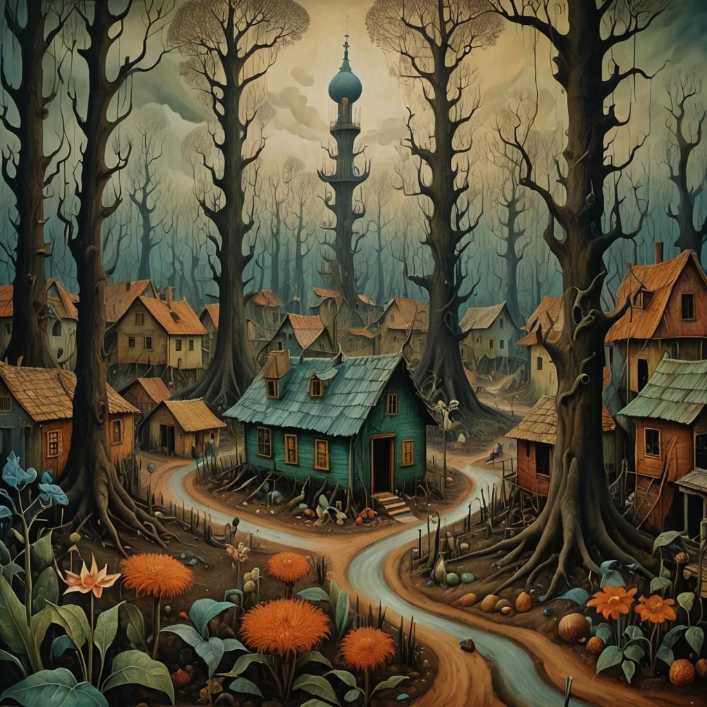 Surreal Creatures in Jungle, Cinematic Oil Painting