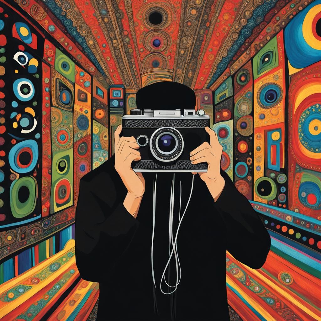 Vintage Camera and Photographer in Surrealist Style