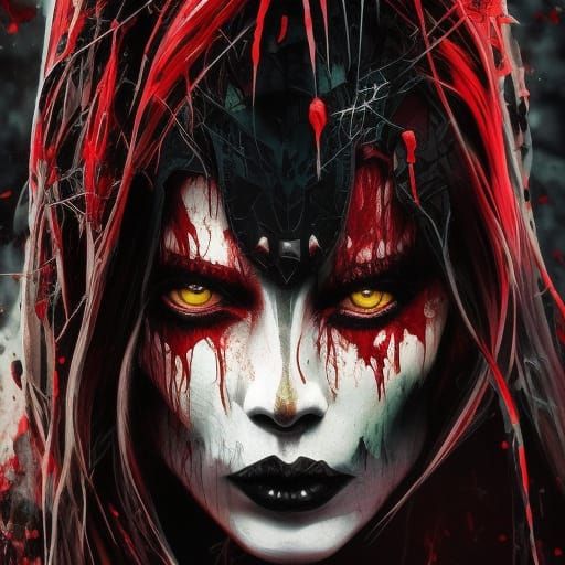 Nightmarish Undead Wolf in Horror Painting Style