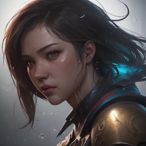 Hyperrealistic Person Waiting in the Rain: Splash Art