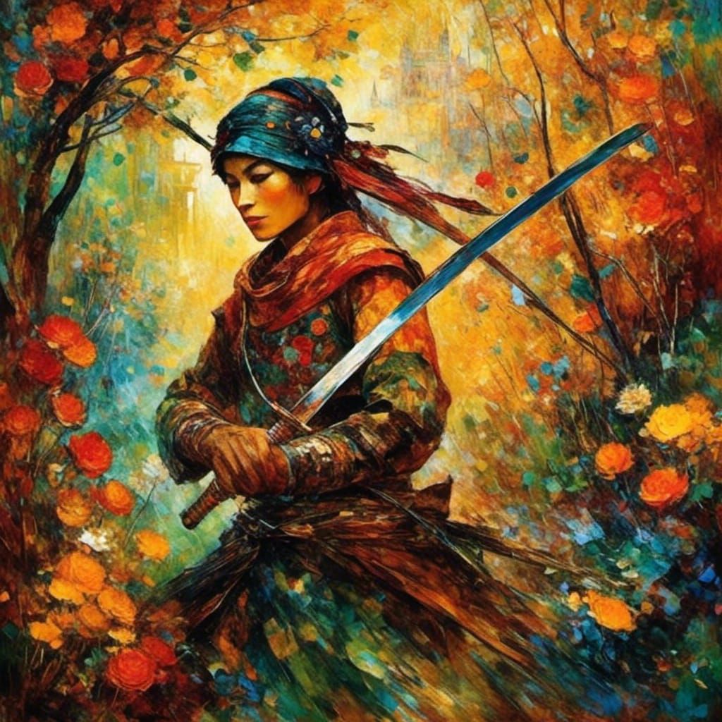 Indigenous Ninja Portrait with Rough Diamond Aesthetic