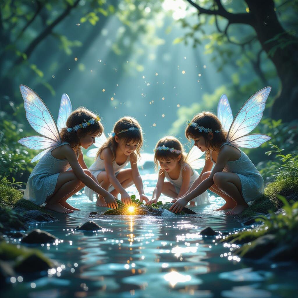 Children and Magical Creatures Cleaning a Stream in Cinemati...