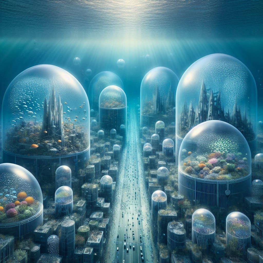 Azure Underwater Metropolis in Seed-Dispersing Domes