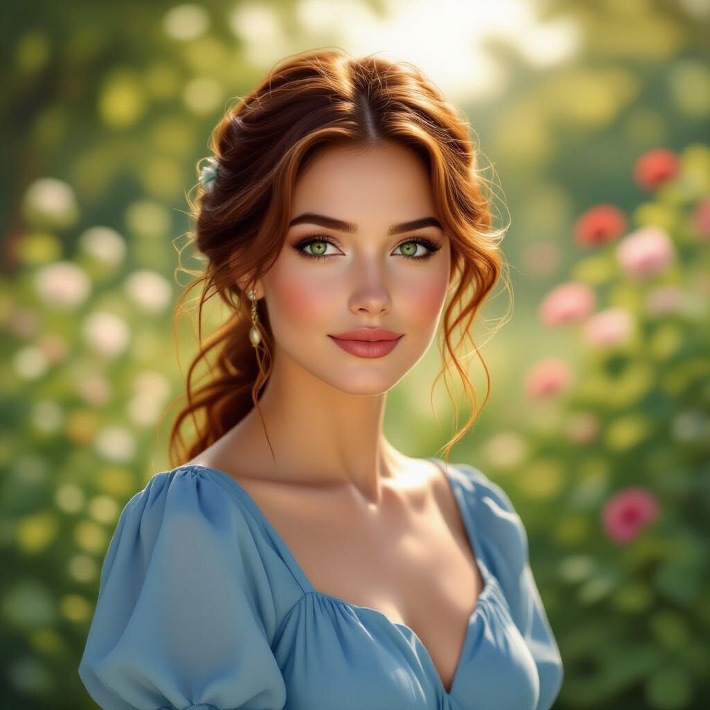 Sonia's Portrait: Romantic Garden Scene in Warm Light