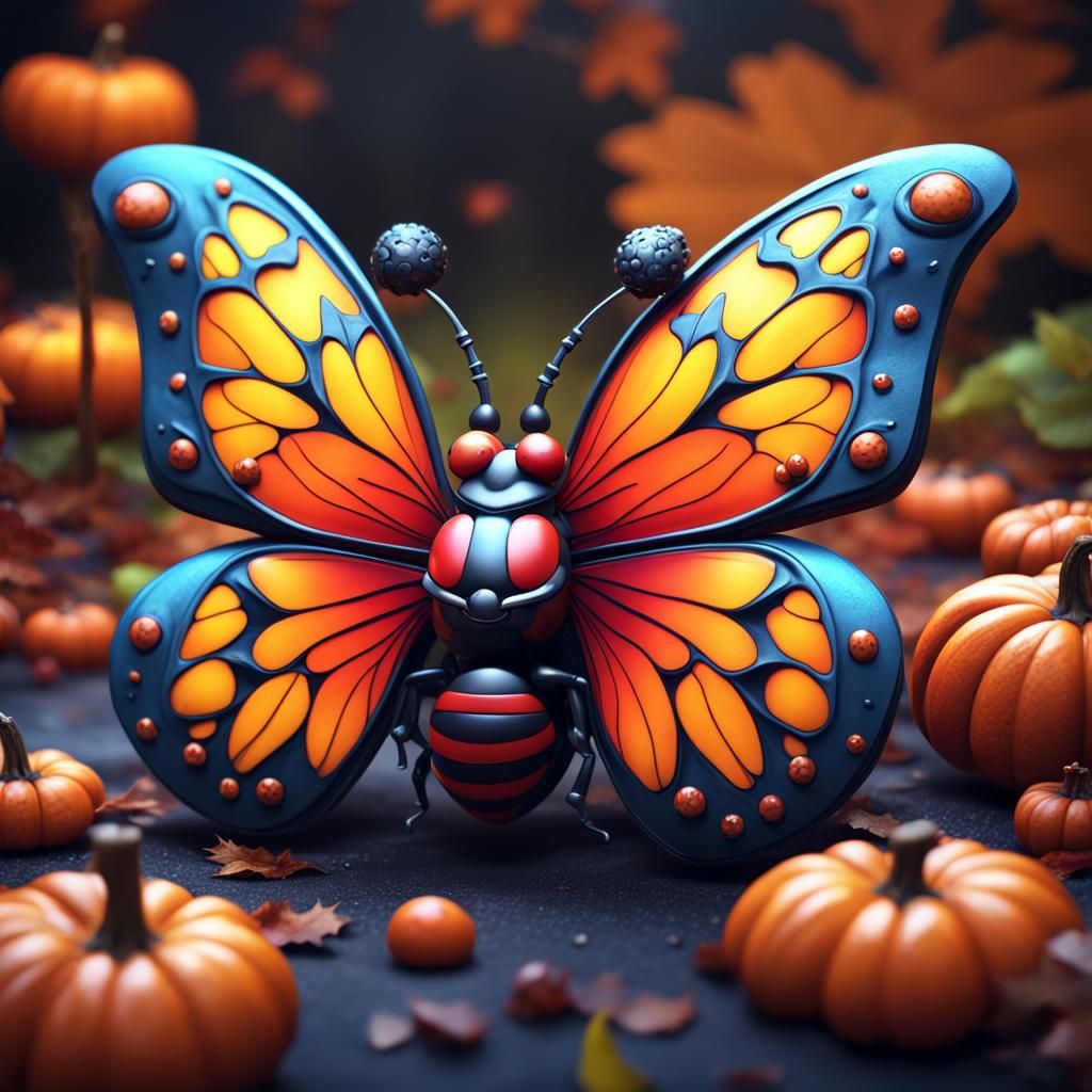 Halloween Butterfly Ladybug: Hyperdetailed Concept Art