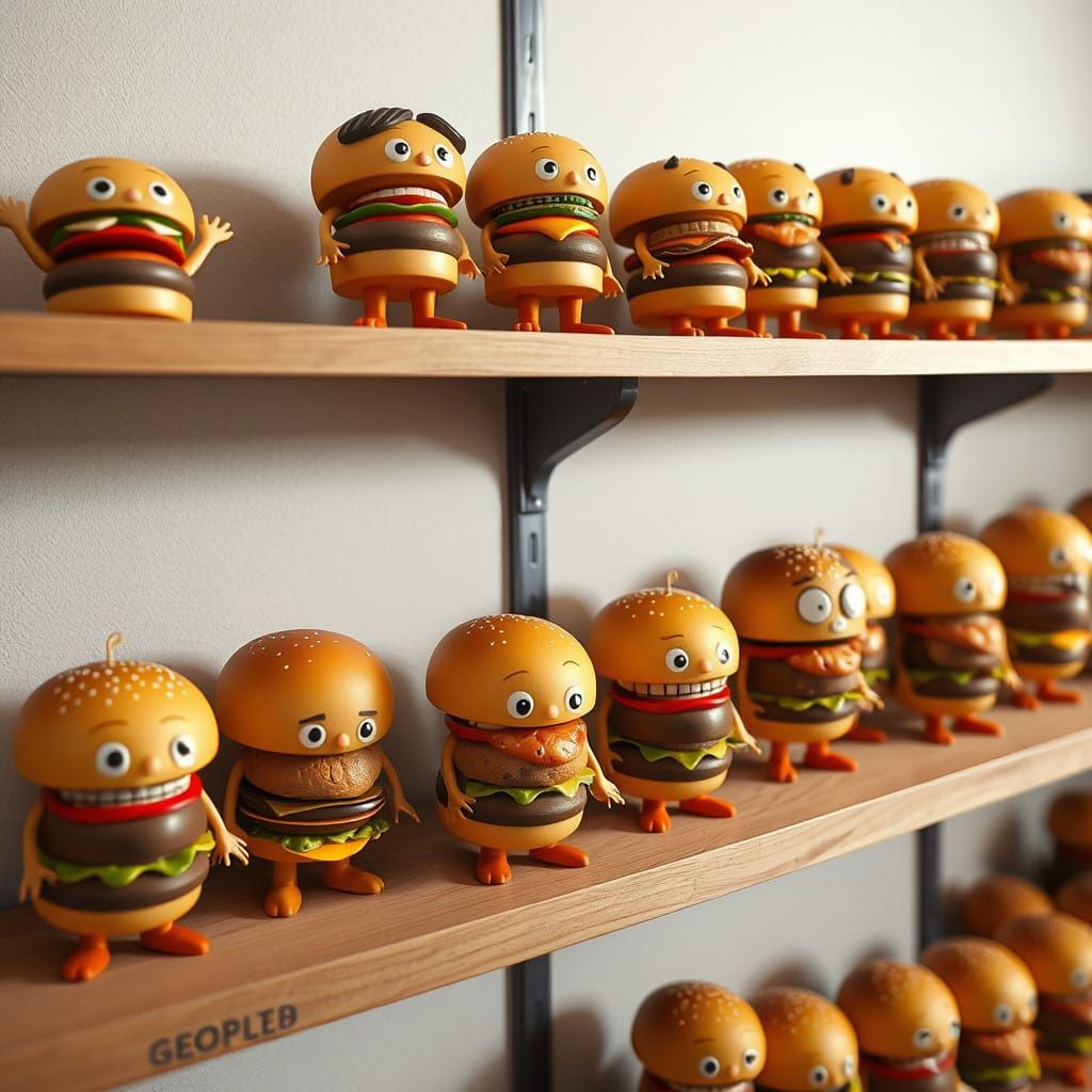Cartoon Burger Bobbleheads Galore