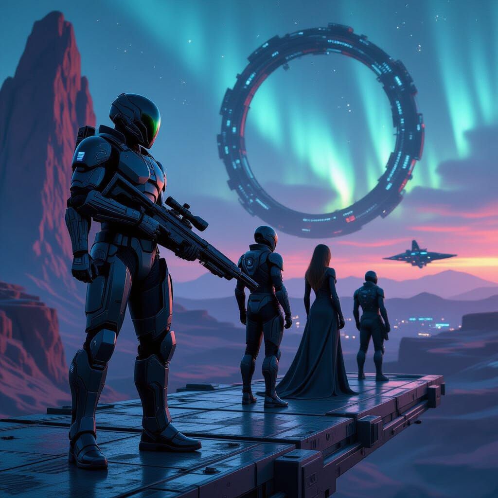 Futuristic Warriors on a Durasteel Platform