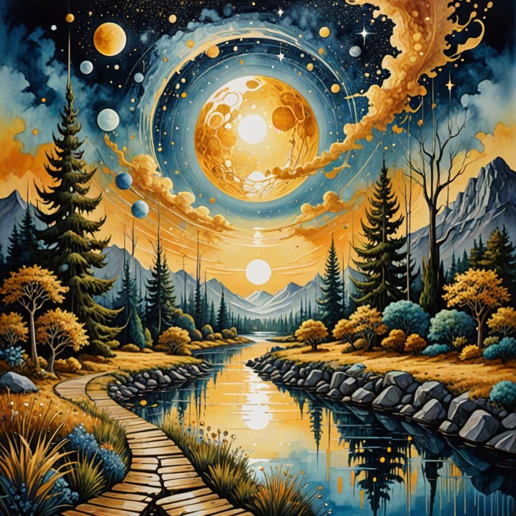 A complete abstract surrealistic whimsical utopian fantasy land in imagination :: Pointalism to the world's last, my min...