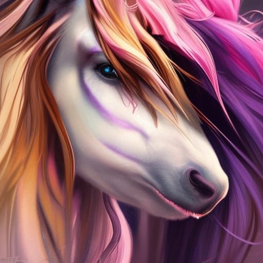 Stunning Unicorn Portrait in Hyperdetailed Style