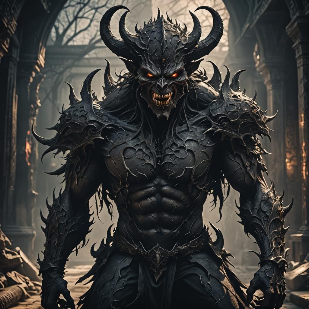 Hyperrealistic Shadow Demon in High Contrast