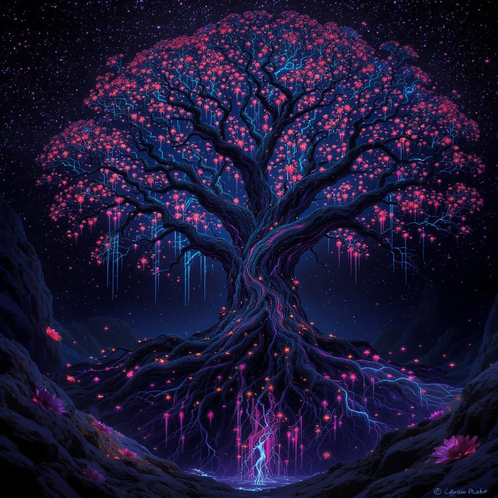 Colossal Data Tree with Digital Flora