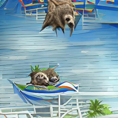 Sloth and Raccoon Tropical Vacation