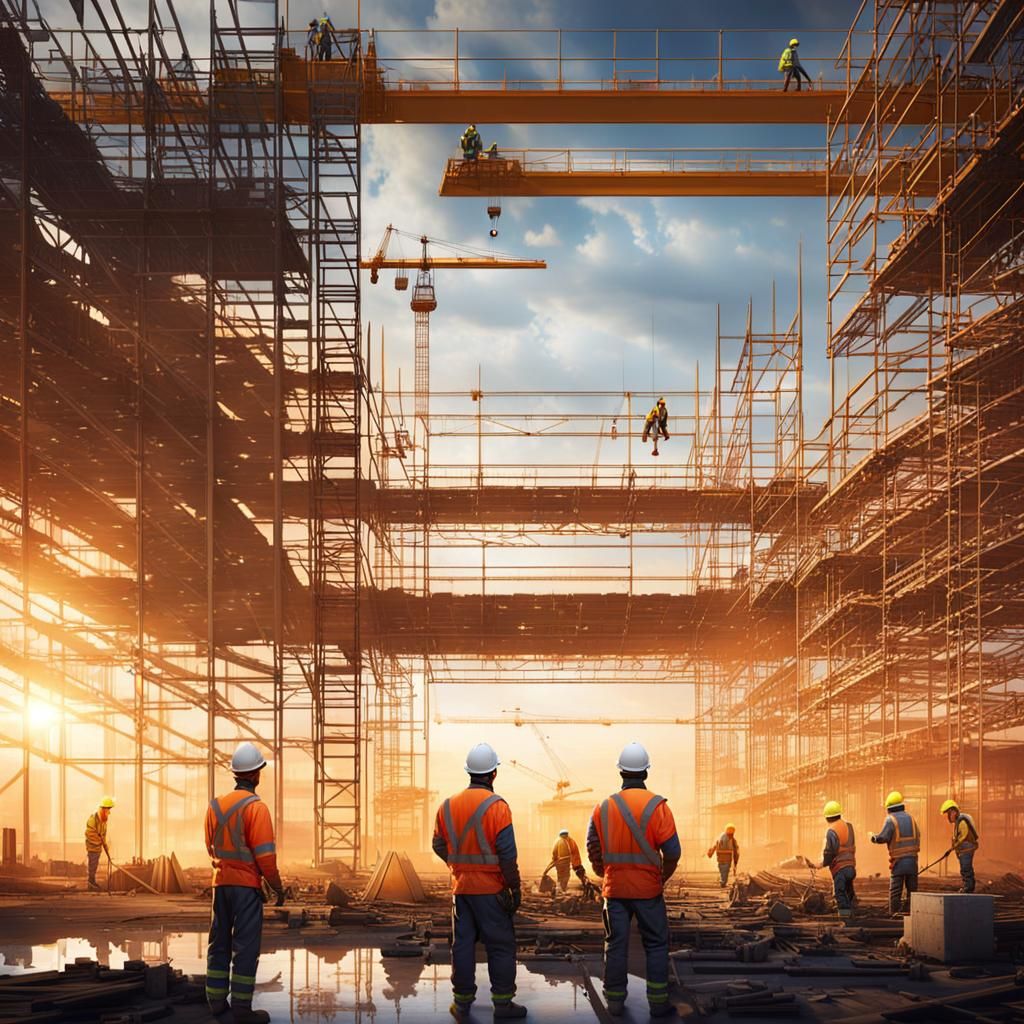 Industrial Construction Site at Dusk in 3D Realism