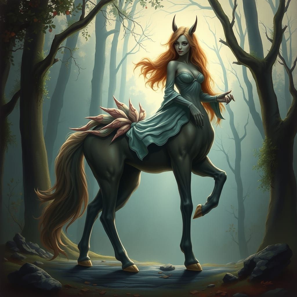 Fantasy Female Centaur in an Enchanted Forest