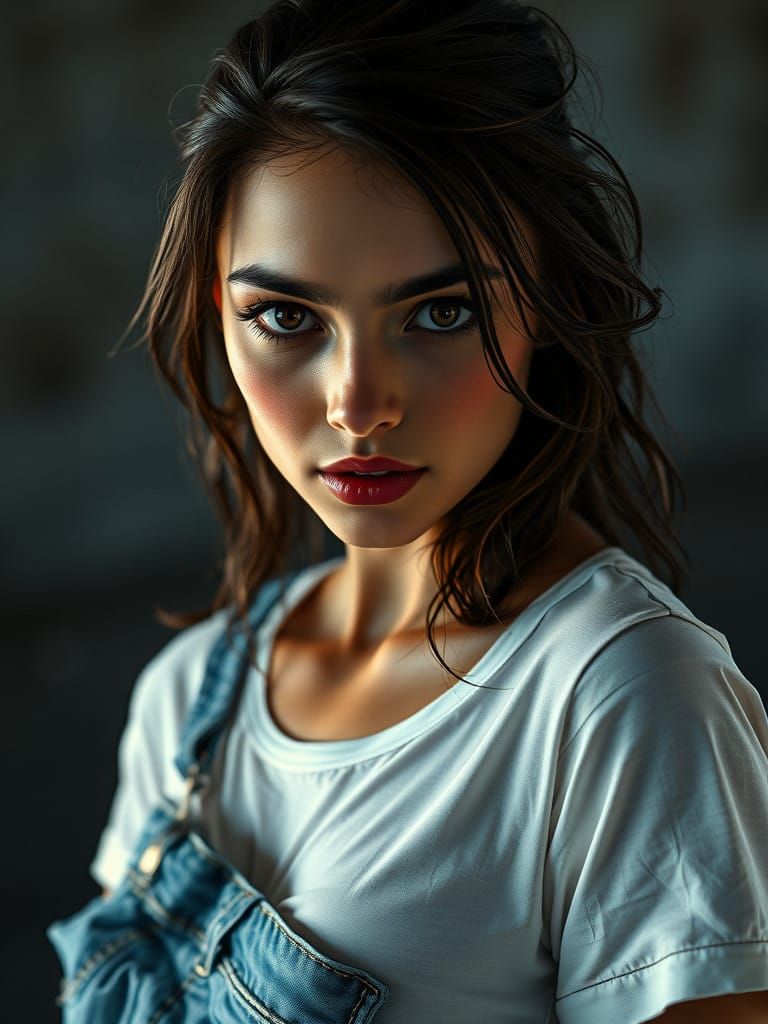 Ethereal Beauty in a Rainy Scene, in a Simon Stalenhag-Inspi...