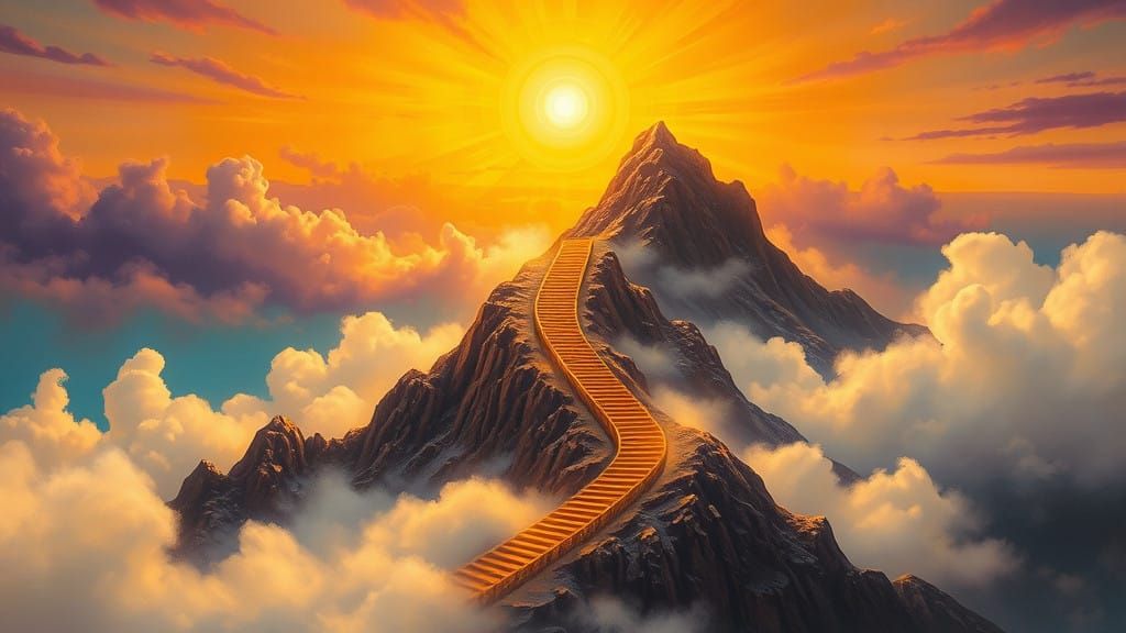 Golden Stairway to Spiritual Ascension in a Radiant Celestia...