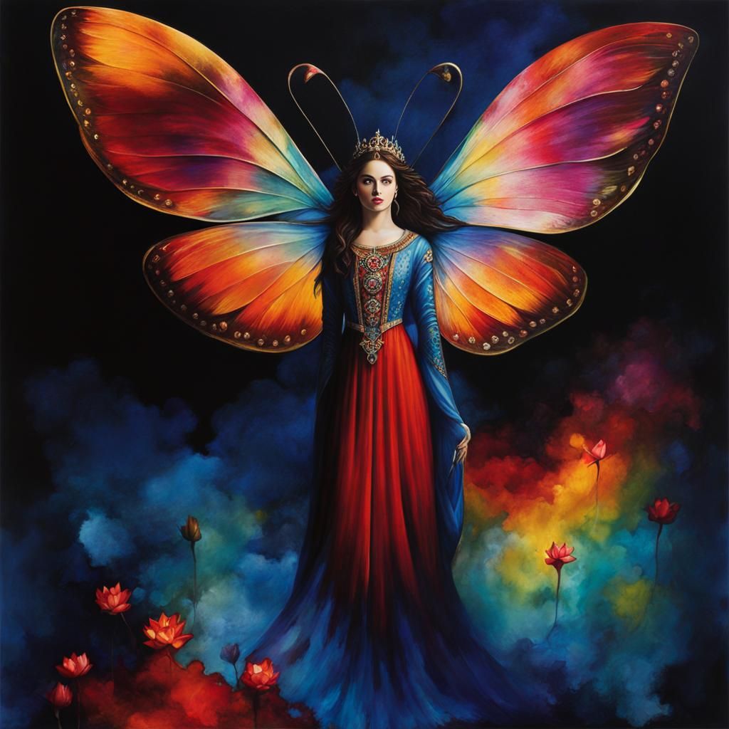 Woman's Soul Rising: Gothic Alcohol Ink Dreamscape