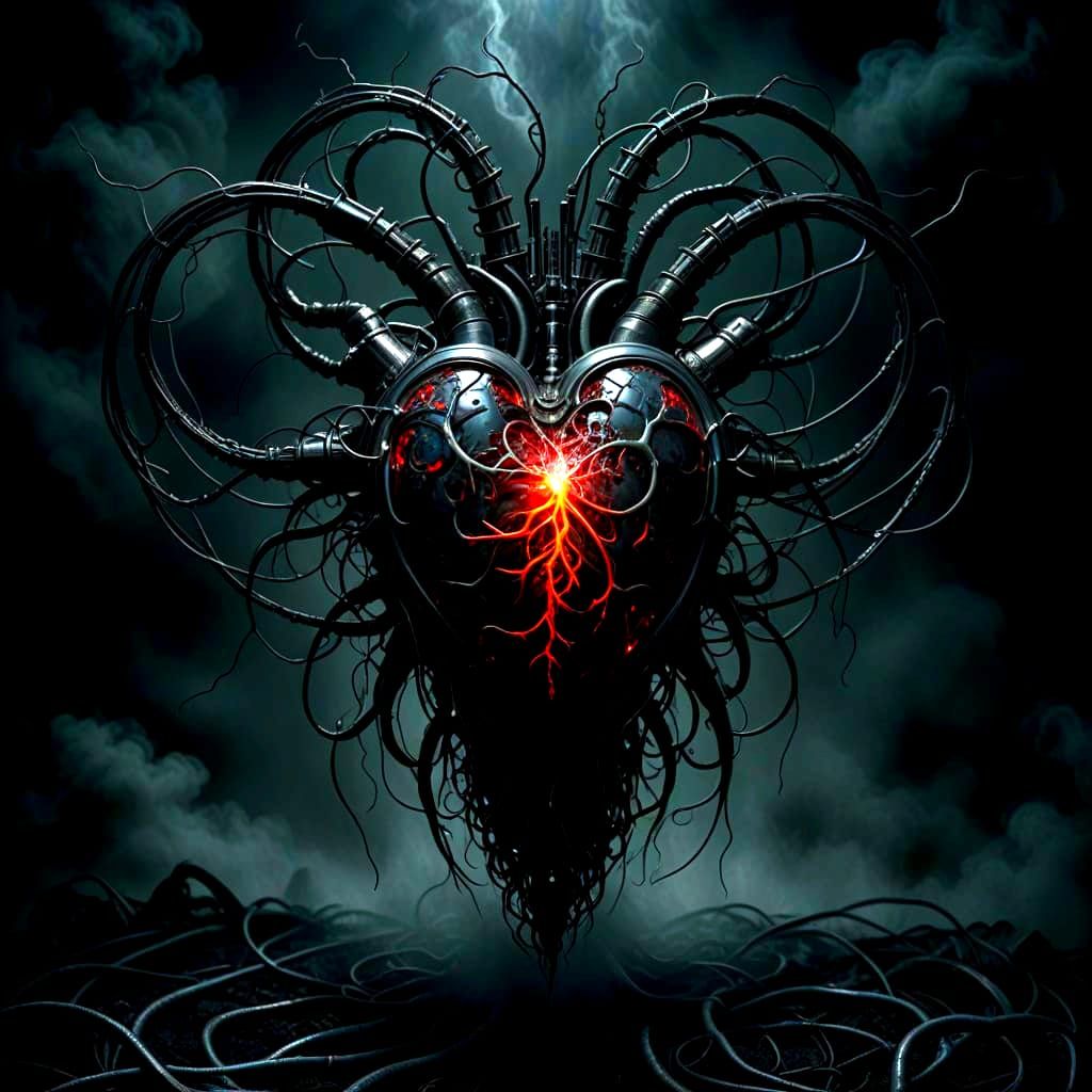 Grotesque Biomechanical Heart Pulsing With Dark Energy