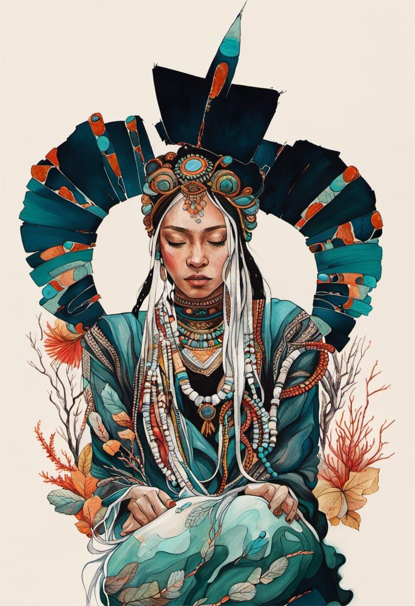 Khalkha lady with Ordos wedding headdress