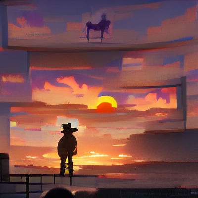 Cowboy Silhouette at Sunset