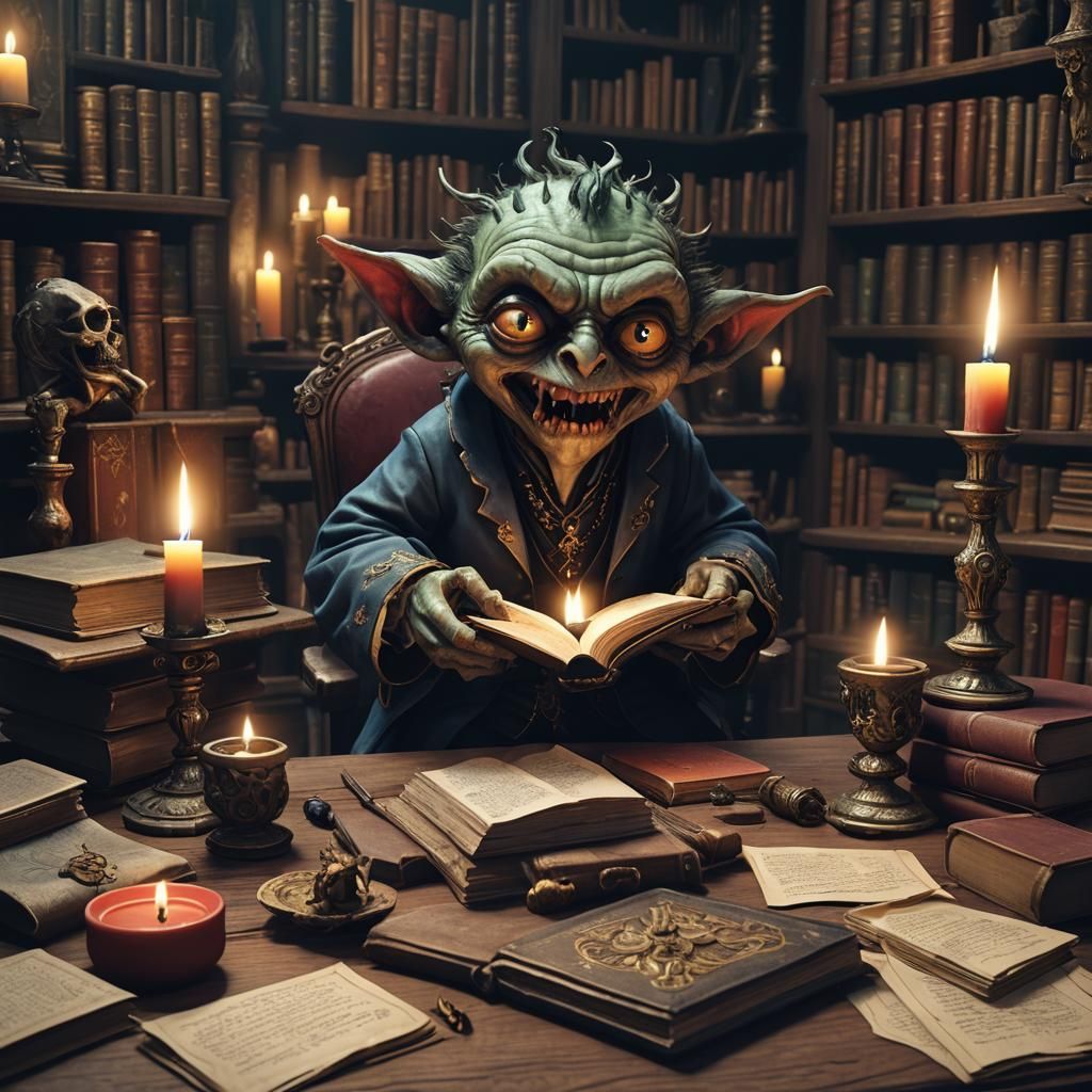 Grotesque Impish Fiend in a Fantastical Study